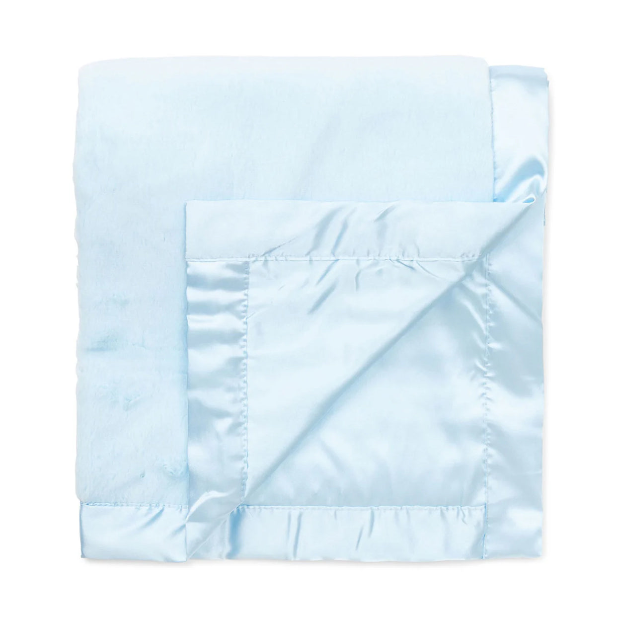 Blue Plush Receiving Blanket with Satin Trim