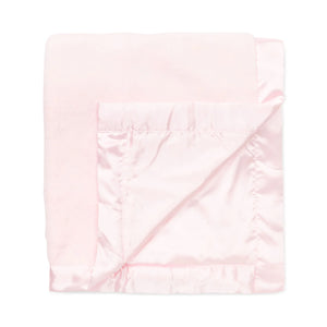 Pink Plush Receiving Blanket with Satin Trim