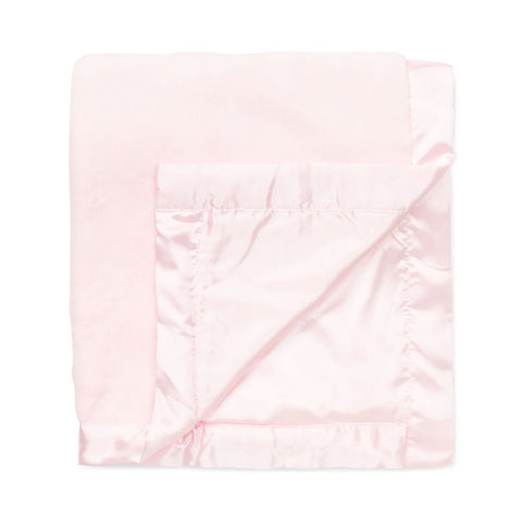 Pink Plush Receiving Blanket with Satin Trim